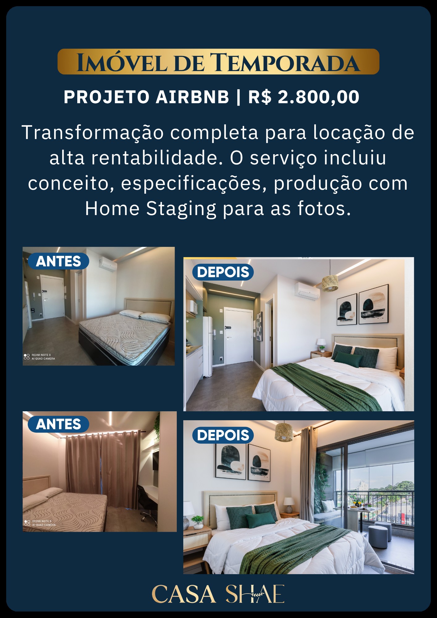 Case real: Projeto Airbnb, R$ 2.800,00 — imóvel de temporada