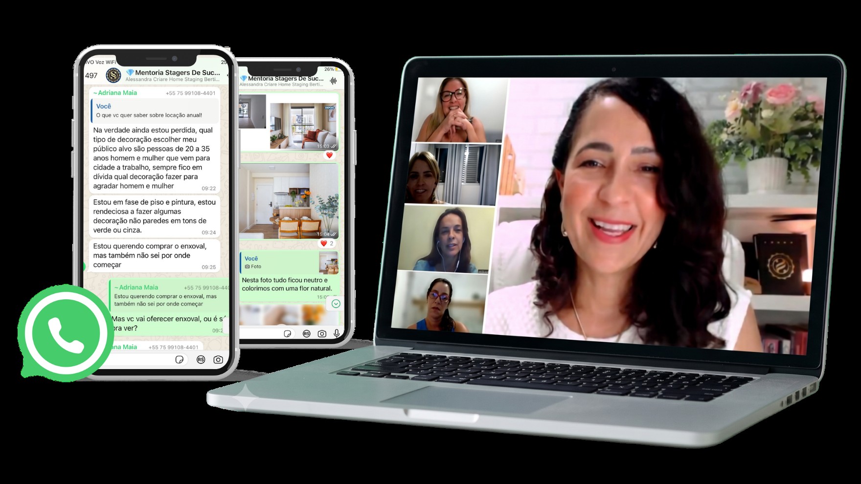 Encontros ao vivo e comunidade no WhatsApp da Mentoria Stagers de Sucesso